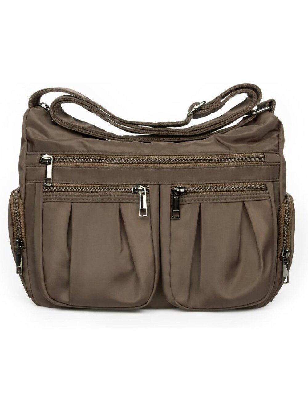 Women's Coffee Nylon Crossbody Bag Water Resistant Anti Theft Travel Purse